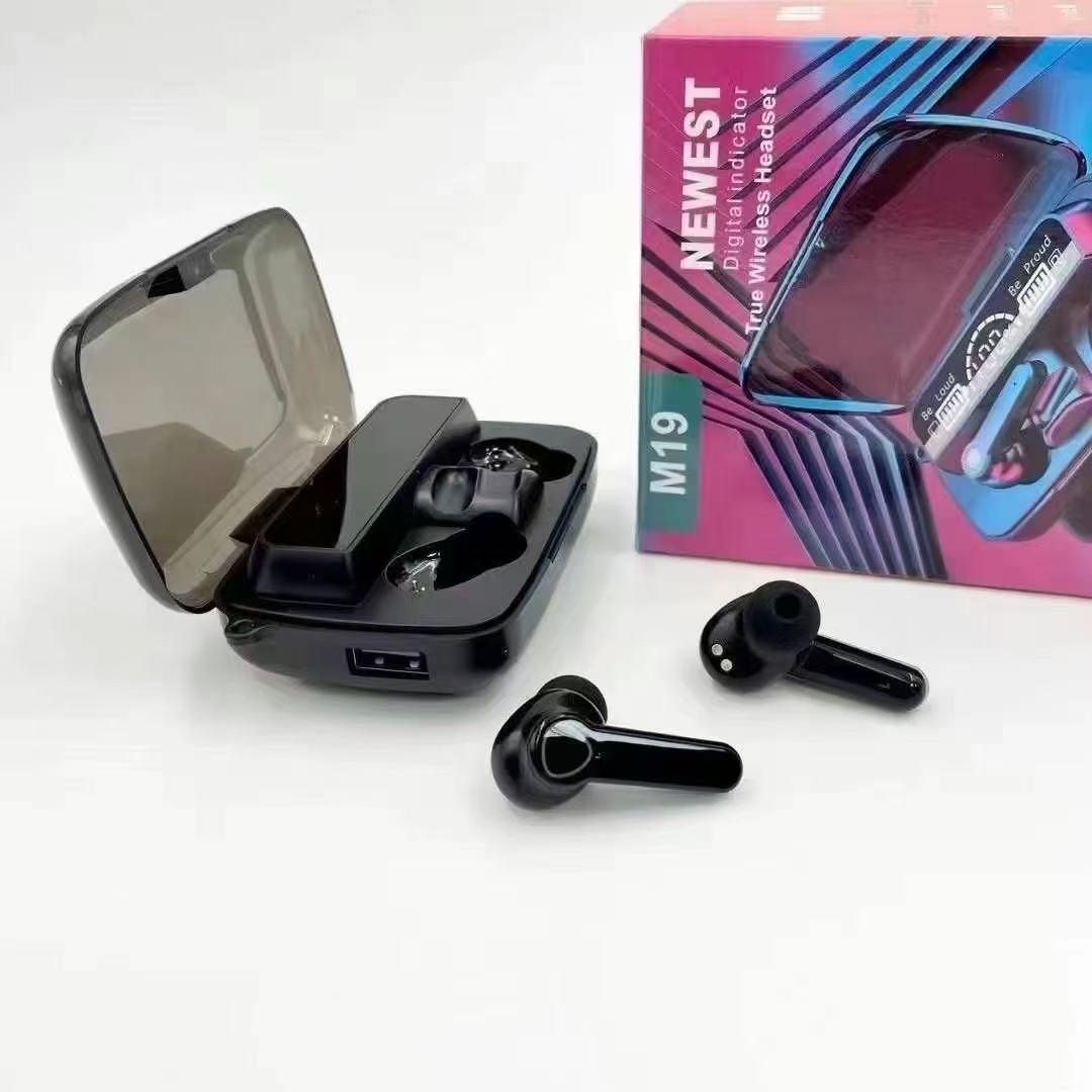 Audífonos TWS M19 Bluetooth 5.3 con Pantalla LED, RGB, Estéreo Inalámbrico e IPX5