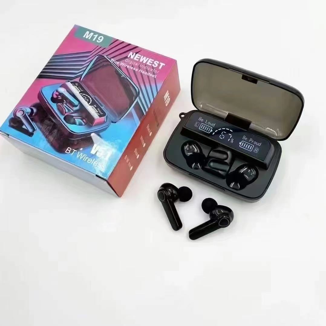 Audífonos TWS M19 Bluetooth 5.3 con Pantalla LED, RGB, Estéreo Inalámbrico e IPX5
