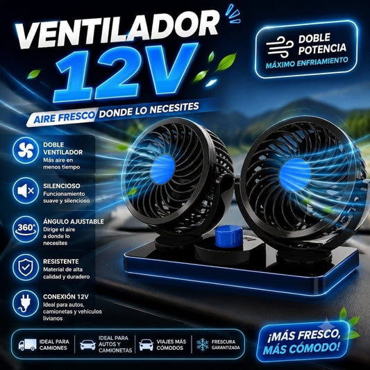 Ventilador Doble para Vehículos 12V – 2 Velocidades